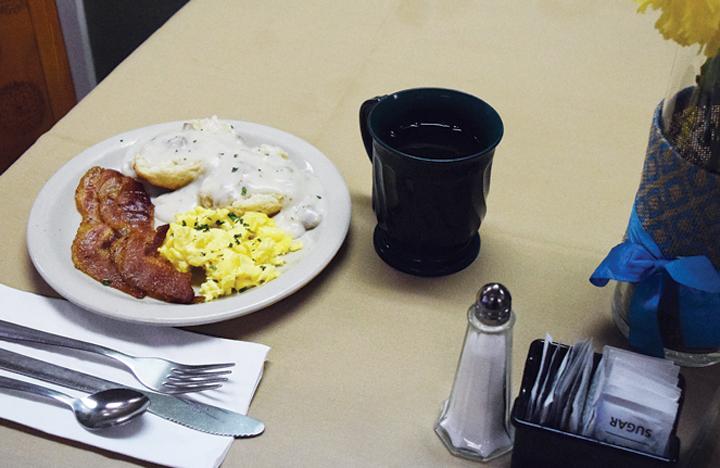 A breakfast plate served in our dining room